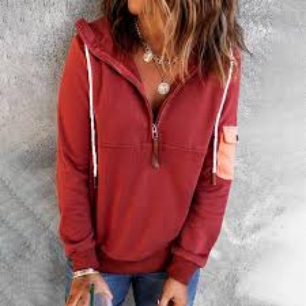 Half Zip Pullover Hoodie NWT - Picture 2 of 3